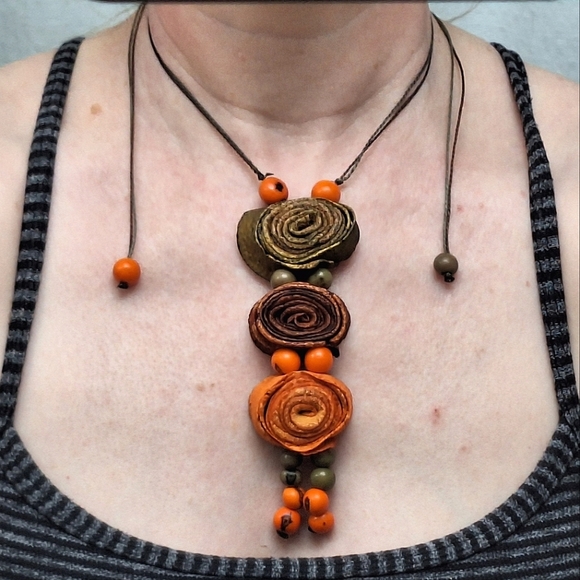 Hand Crafted Jewelry - Acai Seed & Orange Peel Necklace